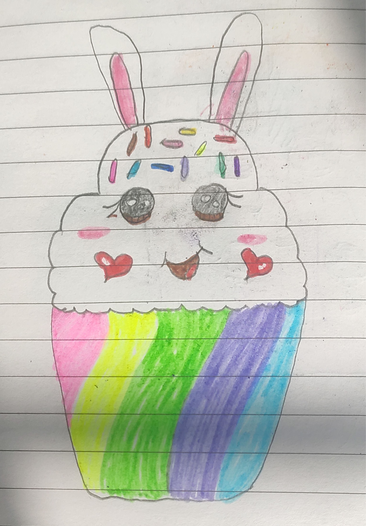Drawing of unicorn cupcakes by my daughter